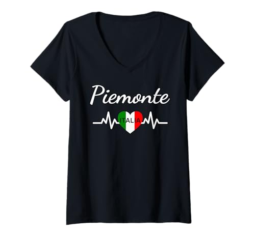 Damen Italienische Flagge, Piemont, Souvenir, Geschenk, passendes italienisches Souvenir T-Shirt mit V-Ausschnitt Damen Italienische Flagge, Piemont, Souvenir, Geschenk, passendes italienisches Souvenir T-Shirt mit V-Ausschnitt von Piemonte Italy Souvenirs & Piemonte Gifts Women
