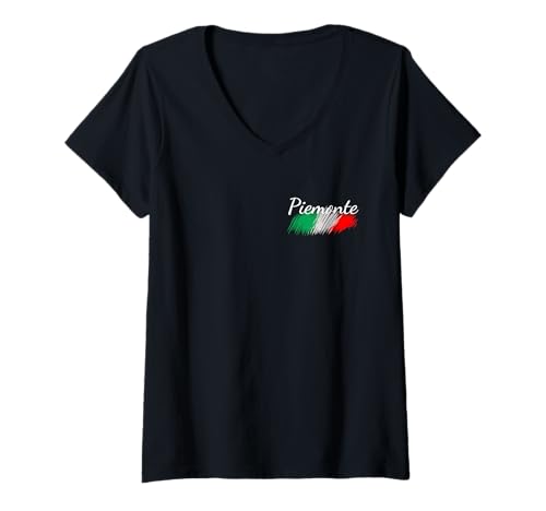 Damen Piemonte Italien Flagge Italien Souvenir Pocket & Back Italian T-Shirt mit V-Ausschnitt Damen Piemonte Italien Flagge Italien Souvenir Pocket & Back Italian T-Shirt mit V-Ausschnitt von Piemonte Italy Souvenirs & Piemonte Gifts Women