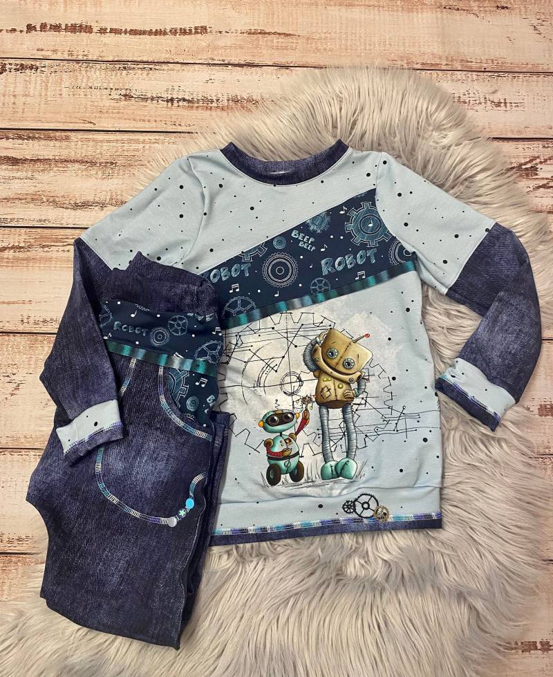 Roboter Beep - Set Pullover Und Baggy-Pants Gr 116/122 von PiepundMatz