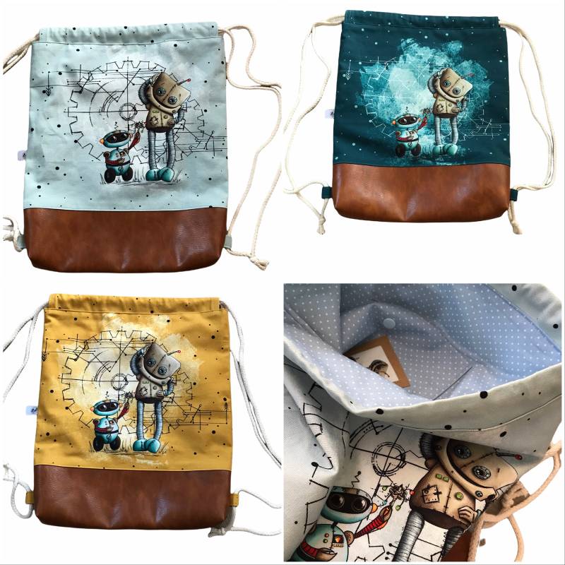 Turnbeutel Rucksack Roboter Für Kinder Und Erwachsene von PiepundMatz