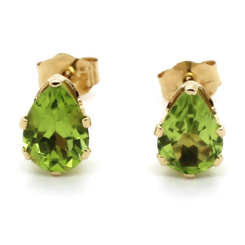 14K Gelb - Oder Weißgold 7x5mm Birnenförmige Peridot Ohrstecker von PierceOn