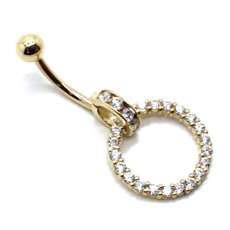 14K Gelb Oder Weißgold Austauschbarer Open Loop Cluster Bauchring Mit Cz von PierceOn