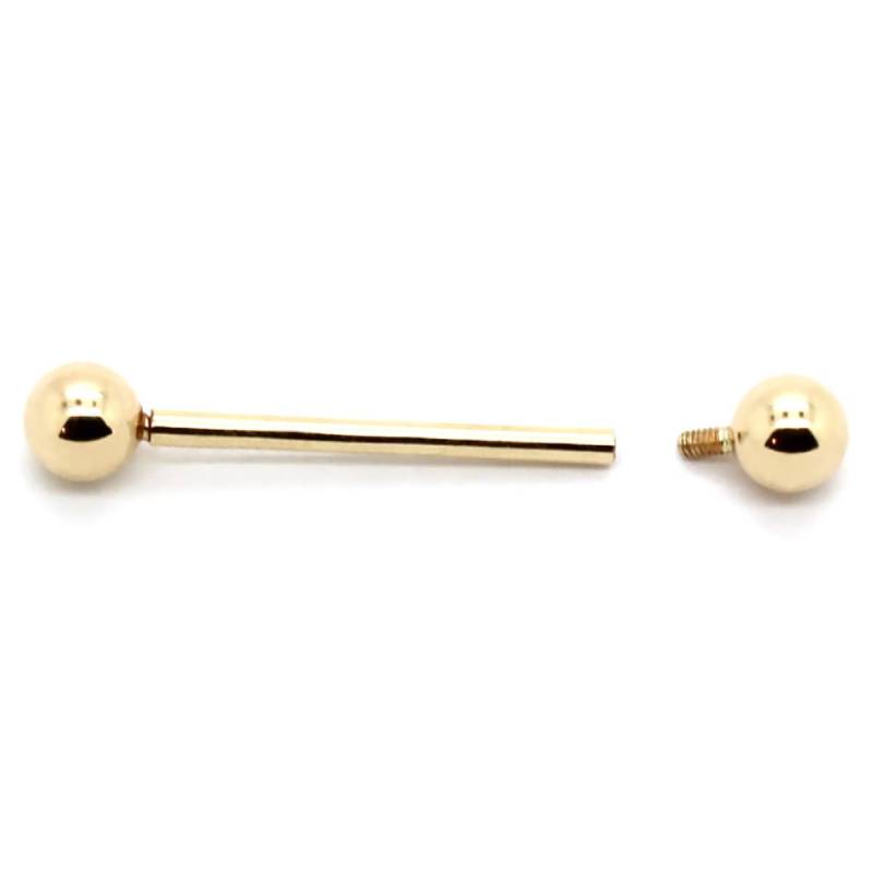 14K Gelb- Oder Weißgold Barbell-Innengewinde Mit Gewinde - Größen 12G-18G von PierceOn