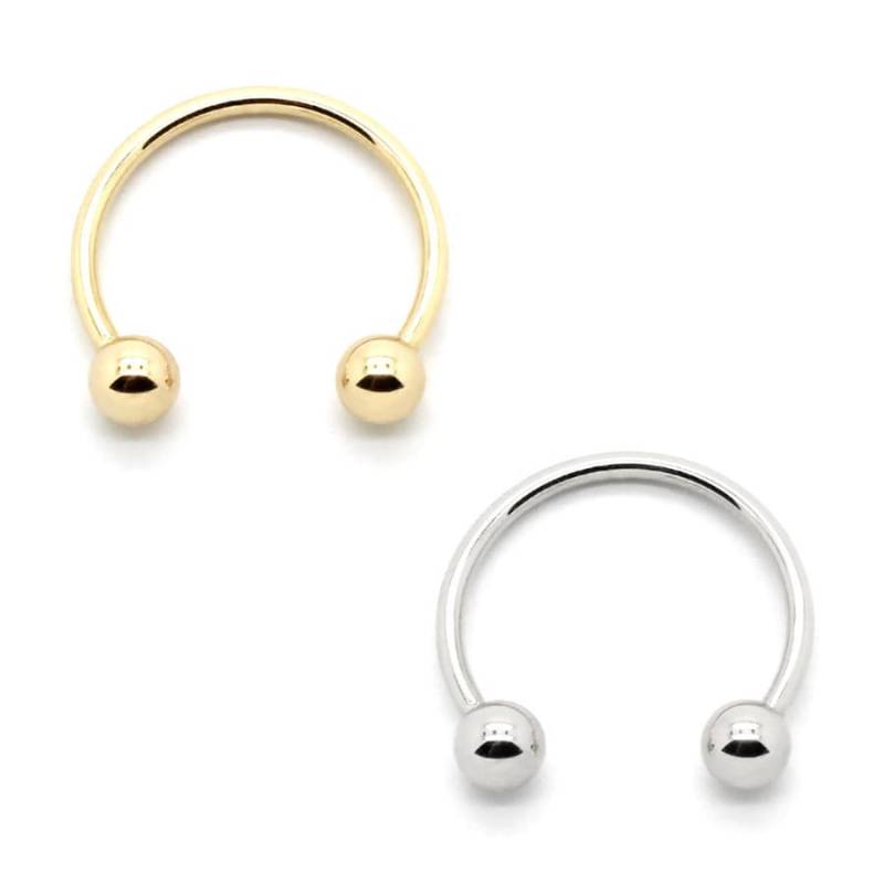 14K Gelb- Oder Weißgold-Circular Hufeisen Barbell - Größen 12G-20G von PierceOn