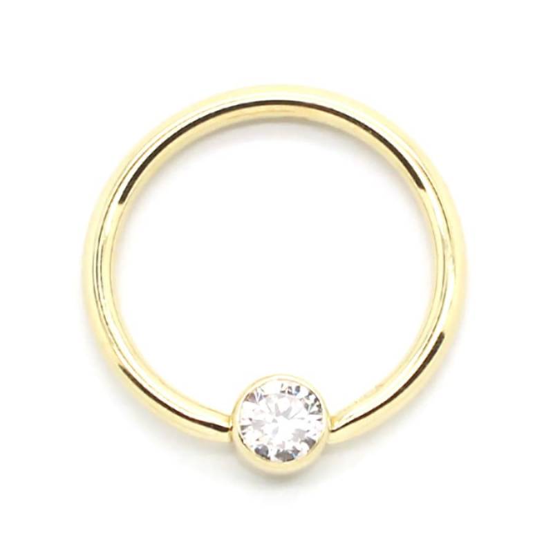 14K Gelb Oder Weißgold Cz Ring - Größen 12G-18G von PierceOn