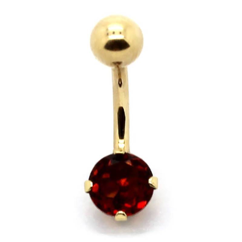 14K Gelb Oder Weißgold Solitär Runder Bauchring Mit 6mm Granat von PierceOn
