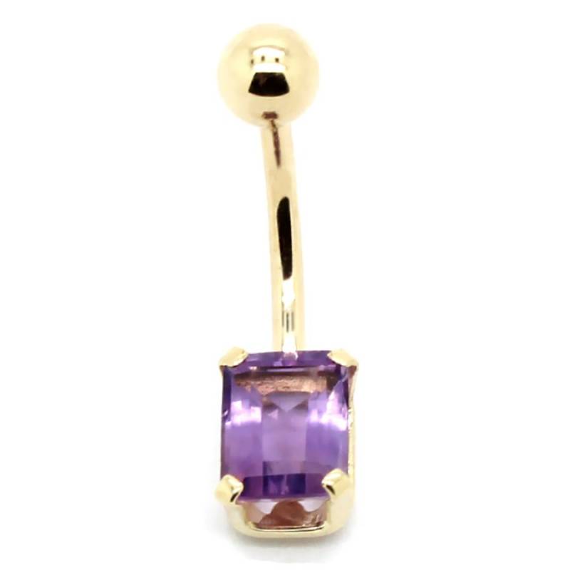 14K Gelb Oder Weißgold Solitär Smaragd Schnitt Bauchring Mit 8x6mm Amethyst von PierceOn