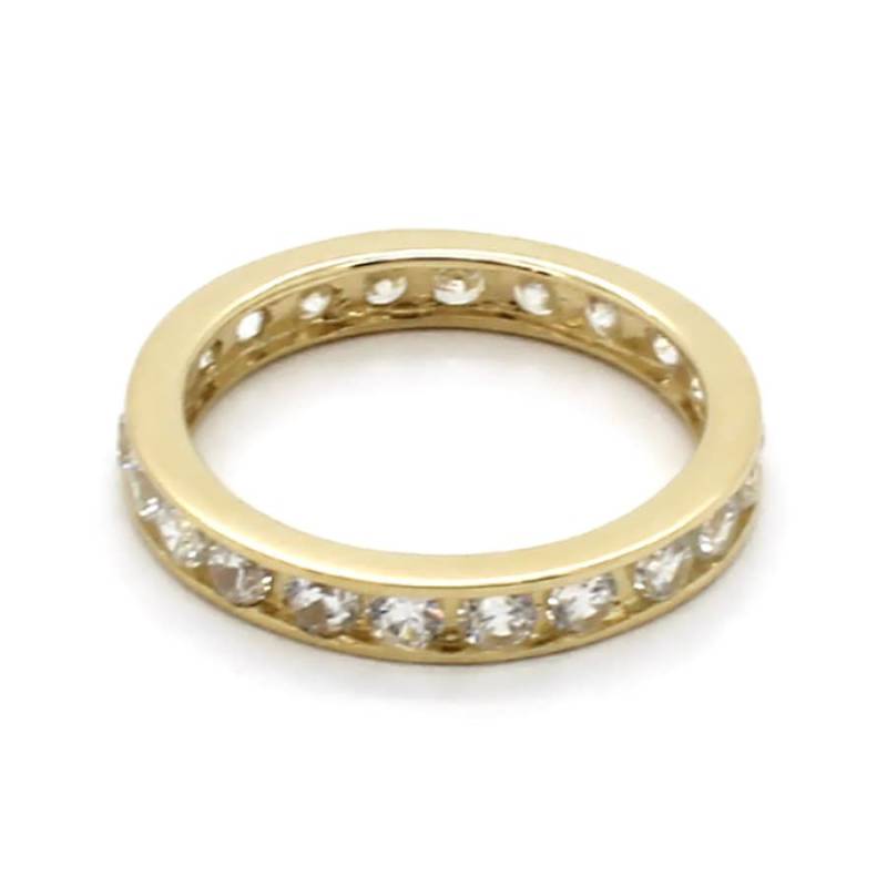14K Gelbgold Channel-Set Band Zehenring Mit 24 Runden Cz von PierceOn