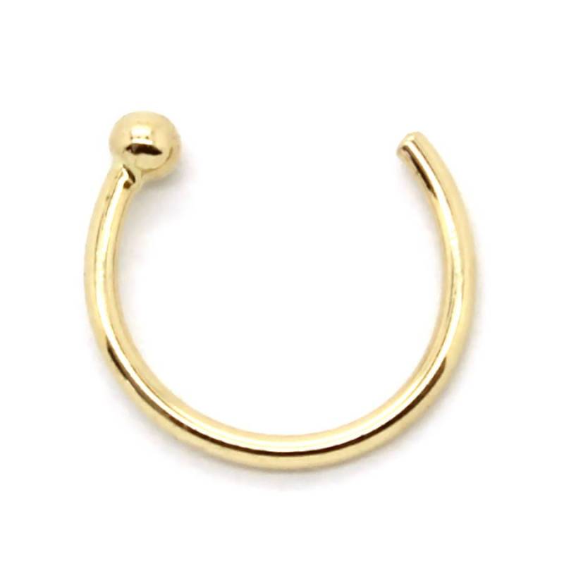 14K Gelbgold Offene Nase Hoop Ring - Größen 16G-22G von PierceOn