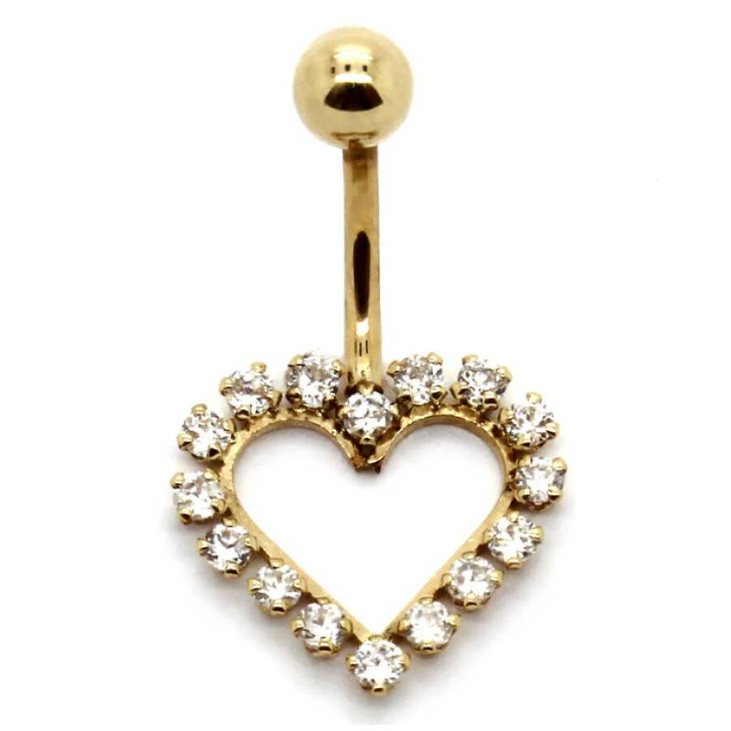 14K Gelbgold Offenes Herz Cluster Bauchring Mit Cz von PierceOn