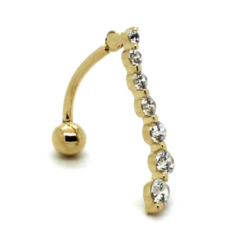 14K Gelbgold Reverse Swirl Bauchring Mit Rundem Cz von PierceOn