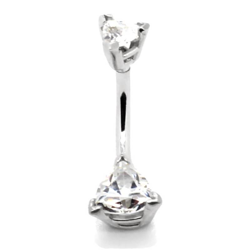 14K Weißgold Doppelbauchring Mit 6mm Und 4mm Billion Cz von PierceOn