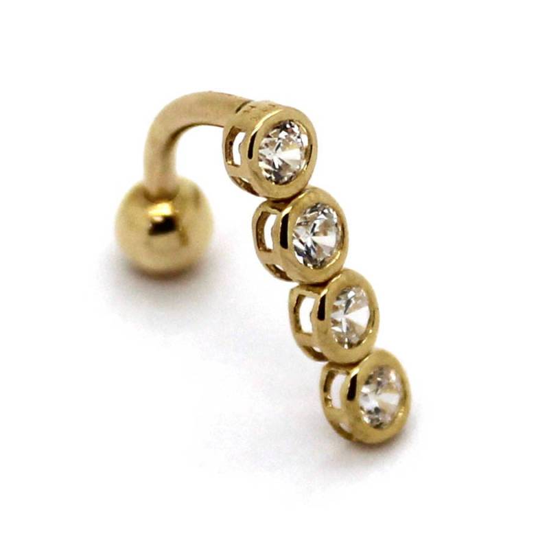 Bauchring Mit Umgekehrter Baumelnder Lünette Aus 14-Karätigem Gelbgold Cz von PierceOn