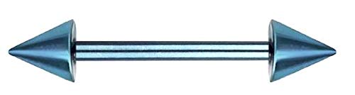 Brustwarzenpiercing Frau Herren Stab Kugeln nickelfrei Nippelpiercing Brust Piercing Titan Blau-16mm von PiercingDoc