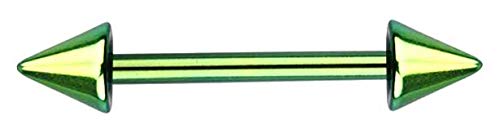 Brustwarzenpiercing Frau Herren Stab Kugeln nickelfrei Nippelpiercing Brust Piercing Titan Grün-16mm von PiercingDoc