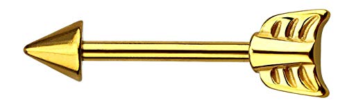 Brustwarzenpiercing Pfeil Herren Frau Unisex Stab nickelfrei Nippelpiercing Brust Piercing Chirurgenstahl Gold-16mm Brustwarzenpiercing Pfeil Herren Frau Unisex Stab nickelfrei Nippelpiercing Brust Piercing Chirurgenstahl Gold-16mm von PiercingDoc