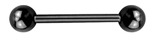 Brustwarzenpiercing Titan Frau Herren Stab Kugeln nickelfrei Nippelpiercing Brust Piercing Schwarz-14mm von PiercingDoc