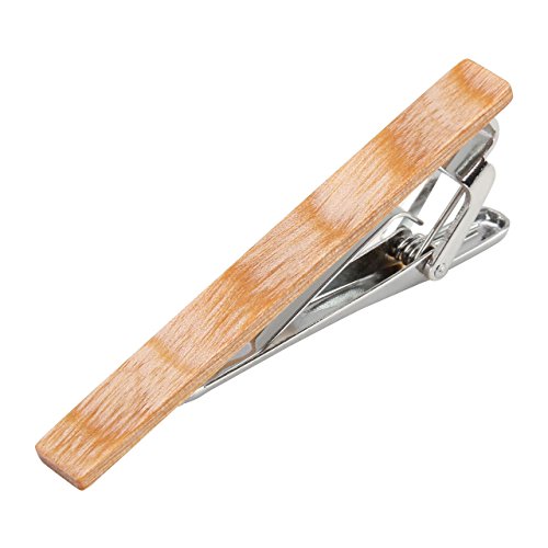 PiercingJ 1 Stück Herren krawattenklammer krawattennadel Hochzeit Business Tie Clip für Krawatte aus Metall Holz, 58 * 6mm (#04) von PiercingJ