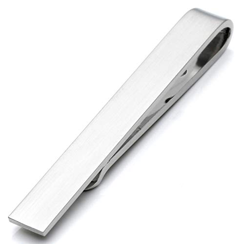 PiercingJ 1x Herren Dünn Skinny Krawattennadel Krawattenklammer Set Business Hochzeit Tie Clip Set für Schmale Krawatte aus Edelstahl, silber/gold/schwarz (silber, 42 * 5mm) von PiercingJ