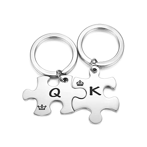 2 stücke Edelstahl Keychain Puzzle Alphabetische Kette Schlüsselanhänger Für 
