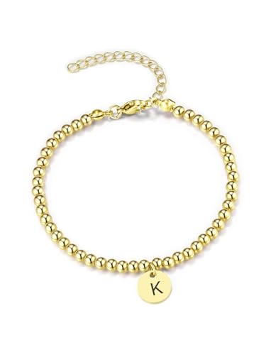 PiercingJak Armband mit Buchstaben Monogramm Symbol Gravur Damen Perlenarmband Einstellbare Kette Armbänder A-Z Charm Schmuck Personalisierte Geschenke für Freundin Mutter Tochter Schwester Frauen von PiercingJak