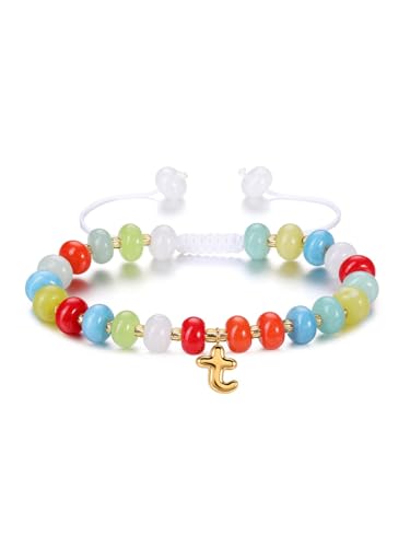 PiercingJak Bunte Armband mit Buchstaben Perlenarmband A-Z Charms Perlen ArmbänderFreundschaftsarmband Boho Schmuck Personalisierte Geschenke für Frauen Mädchen Freundin Schwester von PiercingJak