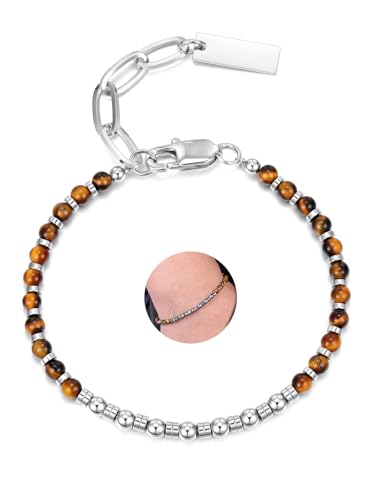 PiercingJak Herren Armband Tigerauge Hämatit Natürliche Edelstein Perlen Armbänder Männer Perlenarmband Glücksarmband Charms Glück Schmuck Spirituelle Geschenke für Mann Junge von PiercingJak