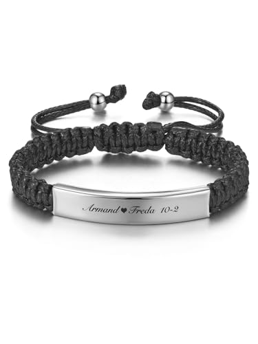PiercingJak Partner Armbänder mit Gravur Freundschaftsarmbänder Herren Damen Armband mit Edelstahl ID Tag Namen Armkette Freundschaft Liebe Schmuck Personalisierte Geschenke für Männer Frauen von PiercingJak