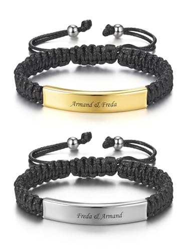 PiercingJak Partner Armbänder mit Gravur Partnerarmband für Paare Pärchen Armband mit Edelstahl ID Tag Namen Armkette Freundschaft Liebe Schmuck Personalisierte Geschenke für Männer Frauen von PiercingJak
