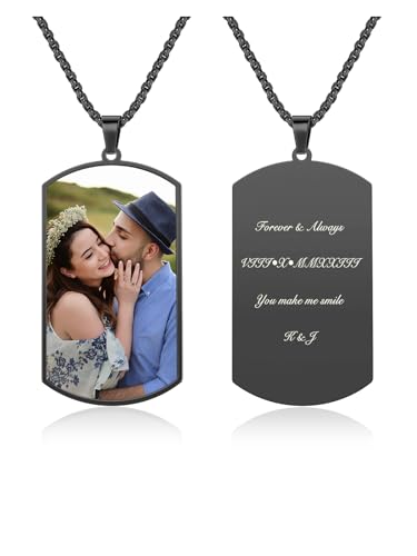 PiercingJak Personalisierte Dog Tag Halskette Foto Text Beidseitig Gravur Edelstahl Hundemarke Anhänger mit 24'' Kette Memorial Schmuck Liebe Freundschaft Geschenke für Damen Herren PiercingJak Personalisierte Dog Tag Halskette Foto Text Beidseitig Gravur Edelstahl Hundemarke Anhänger mit 24'' Kette Memorial Schmuck Liebe Freundschaft Geschenke für Damen Herren von PiercingJak