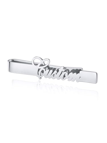 PiercingJak Personalisierte Krawattennadel mit Gravur 5cm Edelstahl Krawattenklammer Herren Dünn Skinny Krawatten Bar Clips Tie Clip für Männer Vater Hochzeit Bräutigam Trauzeuge Business von PiercingJak
