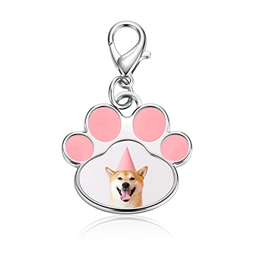 PiercingJak Personalisierte Schlüsselanhänger mit Foto Gravur Hund Katze Pfote Memorial Anhänger Andenken Erinnerung Schmuck Charm Zubehör Individuelle Geschenke für Unisex, Silber von PiercingJak