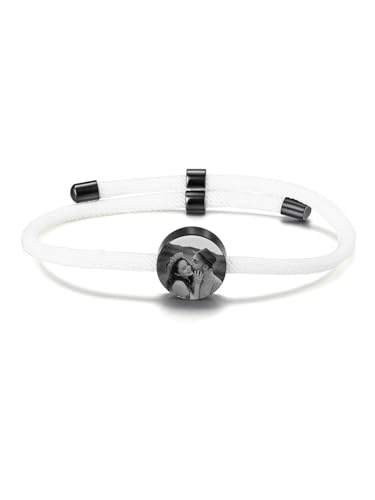 PiercingJak Personalisiertes Armband Herren Damen Edelstahl Charm mit Foto Gravur Segeltau Armbänder verstellbar Fotoarmband Personalisierte Geschenke für Männer Frauen, Weiß von PiercingJak