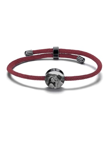 PiercingJak Personalisiertes Armband Herren Damen Edelstahl Charm mit Foto Gravur Segeltau Armbänder verstellbar Fotoarmband Personalisierte Geschenke für Männer Frauen Mädchen von PiercingJak
