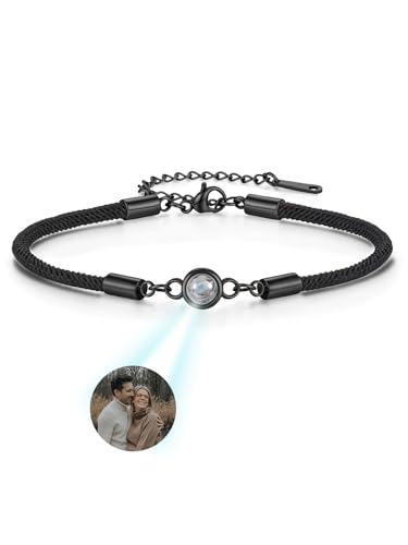 PiercingJak Personalisiertes Projektion Armband Foto Partner Armbänder mit Bild im Stein Fotoarmband Liebe Freundschaft Schmuck Personalisierte Geschenk für Freundin Paare Männer Frauen von PiercingJak