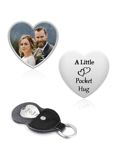 PiercingJak Pocket Hug Token Schlüsselanhänger mit eigenem Bild Foto Gravur Kleine Umarmung Herz Inspirierende Münze Glücksbringer Andenken Beziehungs Schmuck Personalisierte Geschenk von PiercingJak