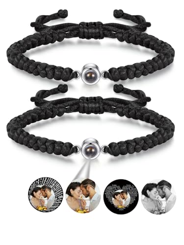 PiercingJak Projektion Armband Foto Partner Armbänder mit Bild im Stein Personalisiertes Armband Fotoarmband Fernbeziehung Personalisierte Geschenk für Freundin Paare Männer Frauen von PiercingJak
