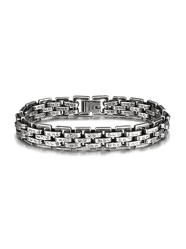 PiercingJak Wikinger Armband Herren Armkette mit Runen Muster 11mm Breit Edelstahl Panzerkette Männer Armreif Vintage Kettenarmband Nordisch Keltischer Schmuck für Biker Motorradfahrer PiercingJak Wikinger Armband Herren Armkette mit Runen Muster 11mm Breit Edelstahl Panzerkette Männer Armreif Vintage Kettenarmband Nordisch Keltischer Schmuck für Biker Motorradfahrer von PiercingJak