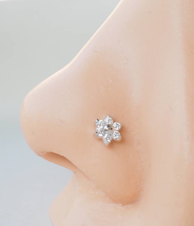 Blumen Cz Sterling Silber Nasenstecker 20 Gauge Nasenring | 1 Stück Blumen Cz Sterling Silber Nasenstecker 20 Gauge Nasenring | 1 Stück von PiercingRoomByJay