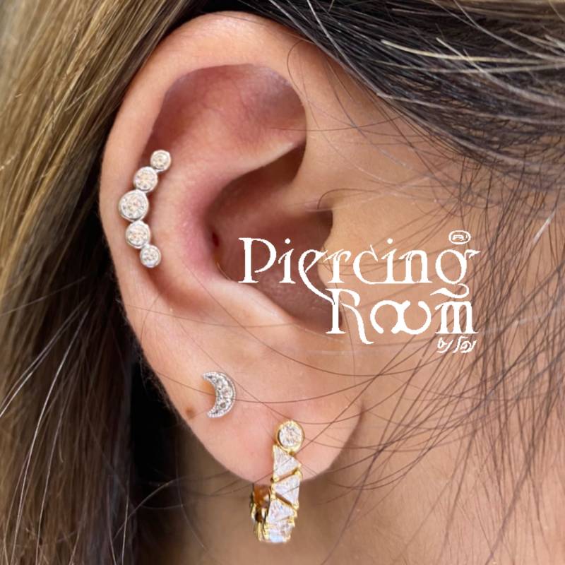 Fünf Stein Sterling Silber Helix Ohrring Flachboden Conch Piercing | 1 Stück Fünf Stein Sterling Silber Helix Ohrring Flachboden Conch Piercing | 1 Stück von PiercingRoomByJay