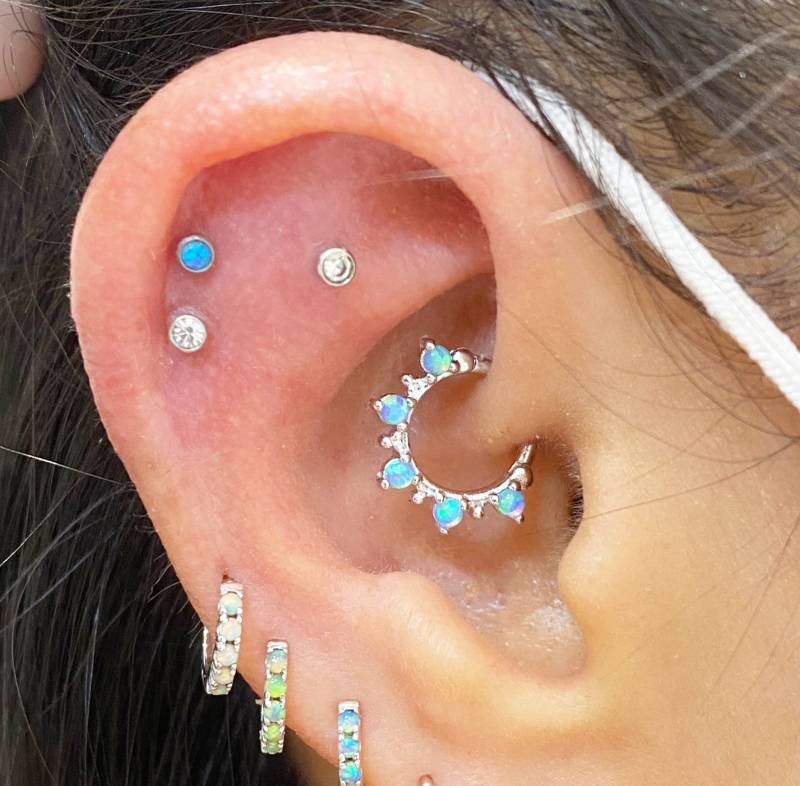 Opal Clicker Hoop Sterling Silber Daith Ohrring | 1 Stück Opal Clicker Hoop Sterling Silber Daith Ohrring | 1 Stück von PiercingRoomByJay