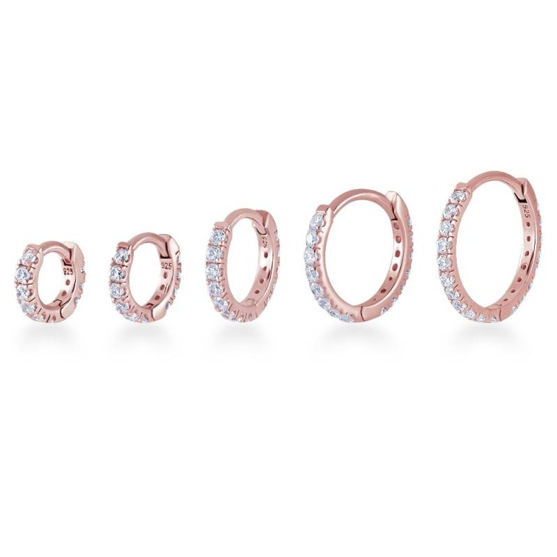 Rose Gold Plattiert Cz Eternity Huggie Hoop Sterling Silber Knorpel Ohrring | 1 Stück Rose Gold Plattiert Cz Eternity Huggie Hoop Sterling Silber Knorpel Ohrring | 1 Stück von PiercingRoomByJay