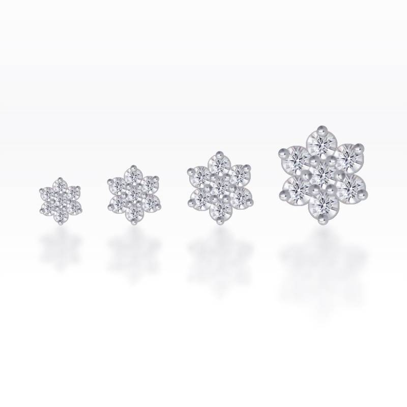 Sterling Silber Cz Blumen-Piercing Tragus, Knorpel, Helix Ohrring | 1 Stück Sterling Silber Cz Blumen-Piercing Tragus, Knorpel, Helix Ohrring | 1 Stück von PiercingRoomByJay