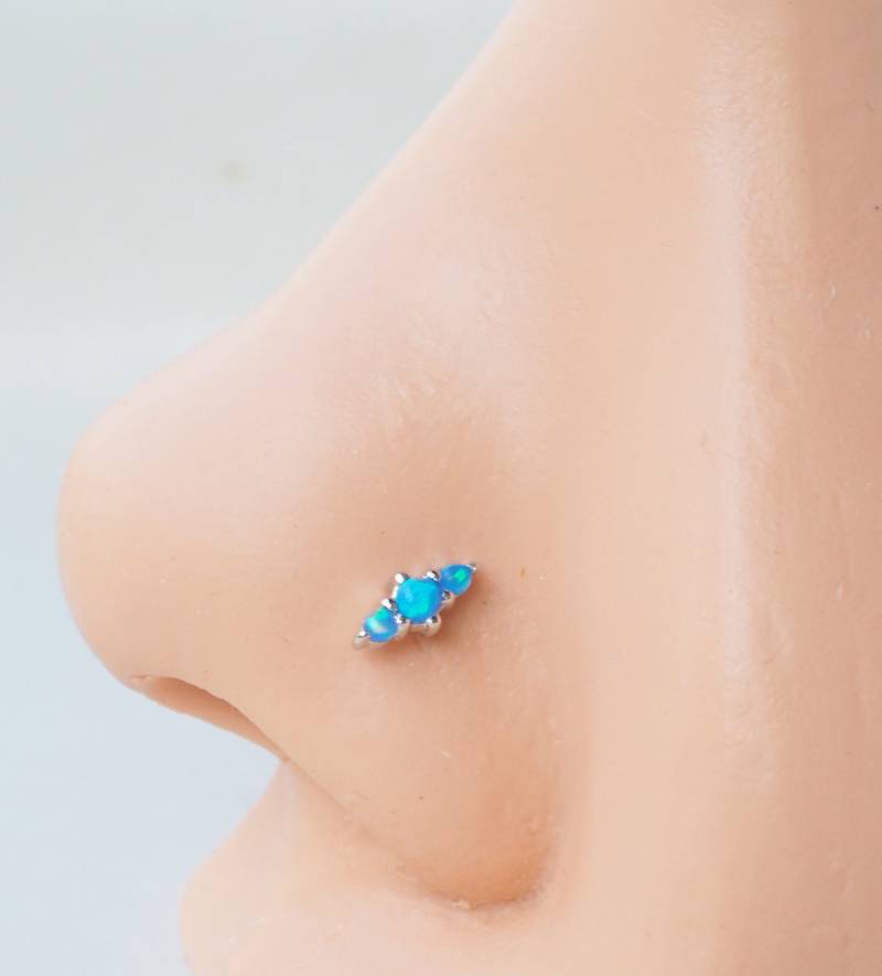 Verdreifachen Opal Sterling Silber Nasenstecker - 20 Gauge | 1 Stück Verdreifachen Opal Sterling Silber Nasenstecker - 20 Gauge | 1 Stück von PiercingRoomByJay