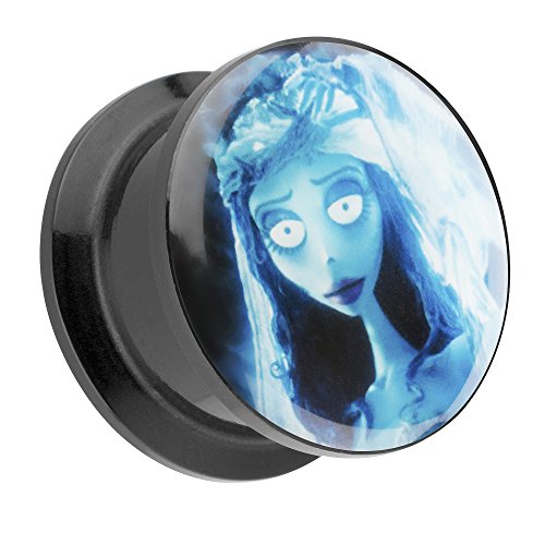 Piercingfaktor Ohr Plug Flesh Tunnel Piercing Ohrpiercing Kunststoff Schraub Schraubverschluß mit Picture Motiv Nightmare Before Christmas Sally 14mm von Piercingfaktor