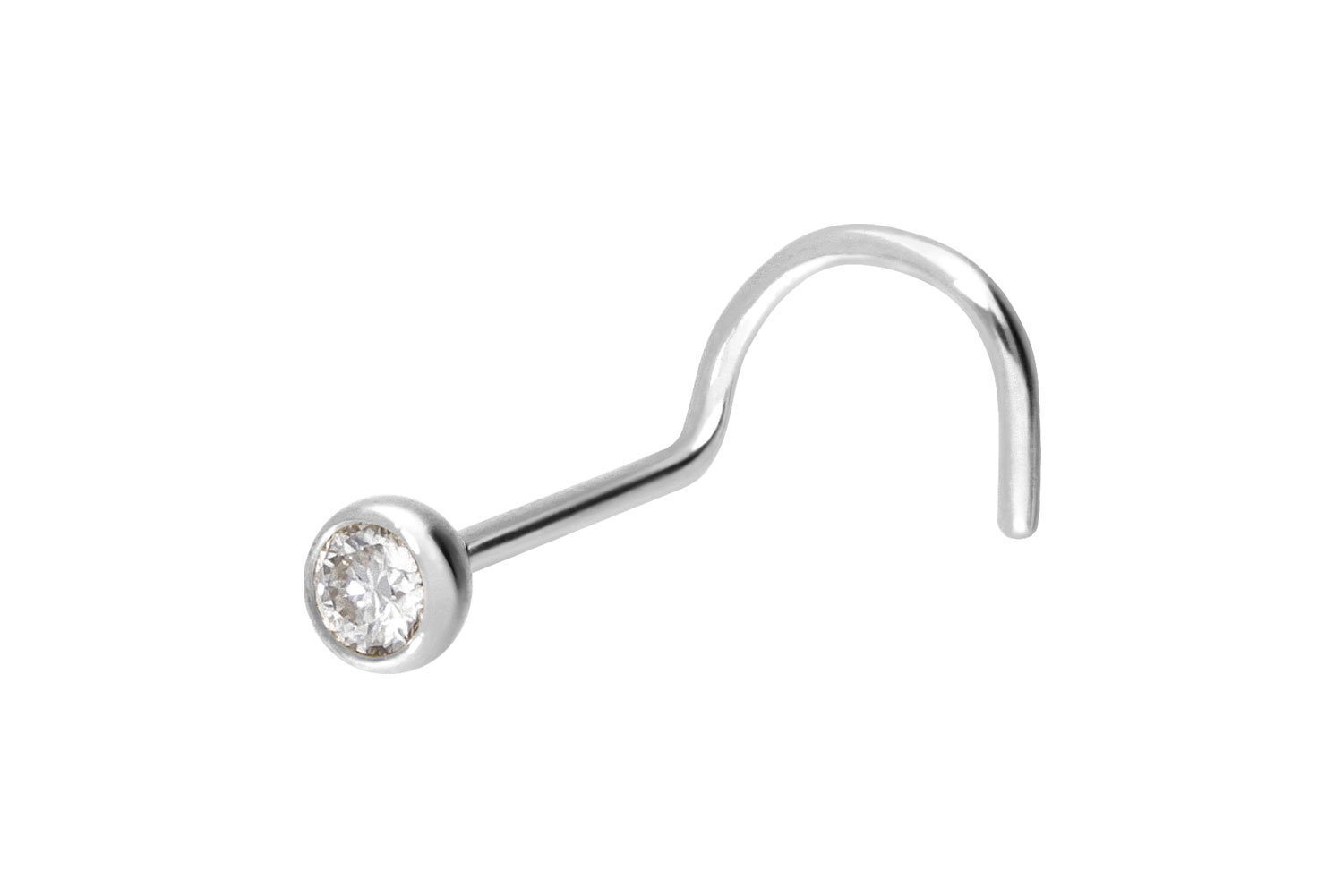 14/18 Karat Gold Nasenstecker Spirale MOISSANIT von Piercingline