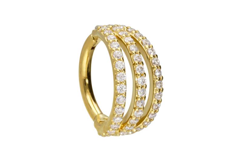 14/18 Karat Gold Segmentring Clicker EINGEFASSTE MOISSANITE + 3 RINGE von Piercingline