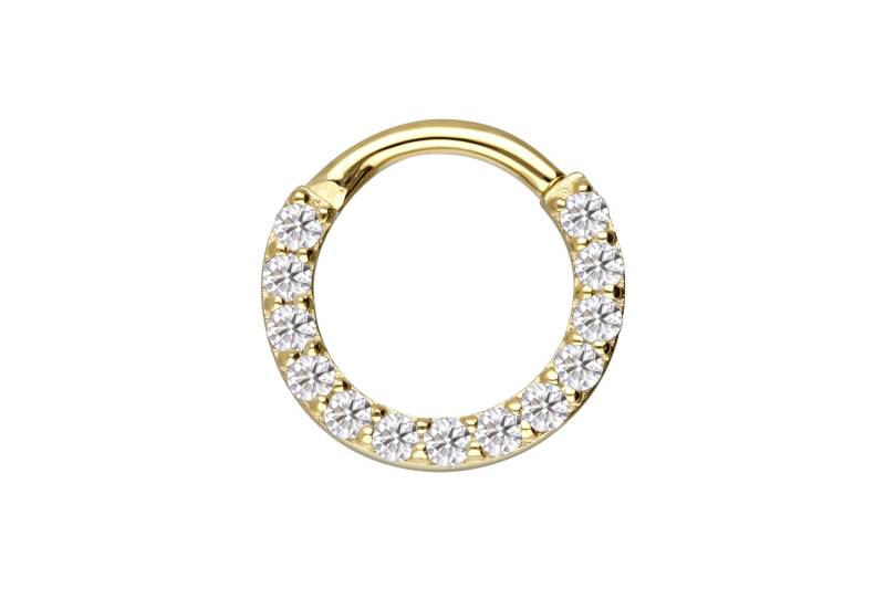 14/18 Karat Gold Segmentring Clicker EINGEFASSTE MOISSANITE von Piercingline
