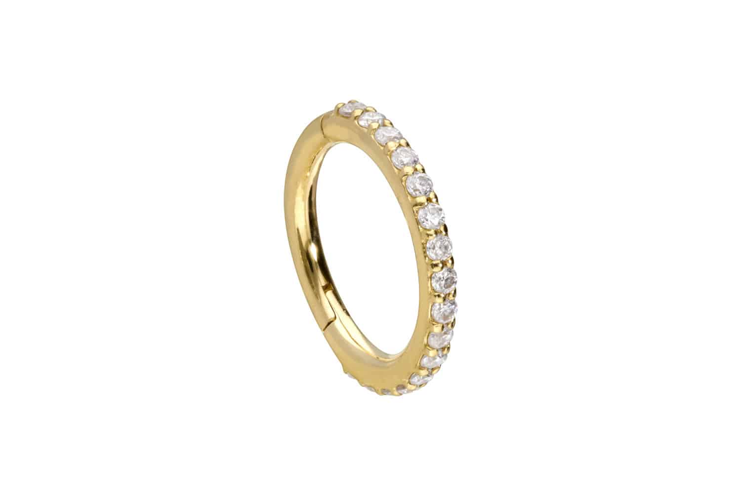 14/18 Karat Gold Segmentring Clicker EINGEFASSTE MOISSANITE von Piercingline