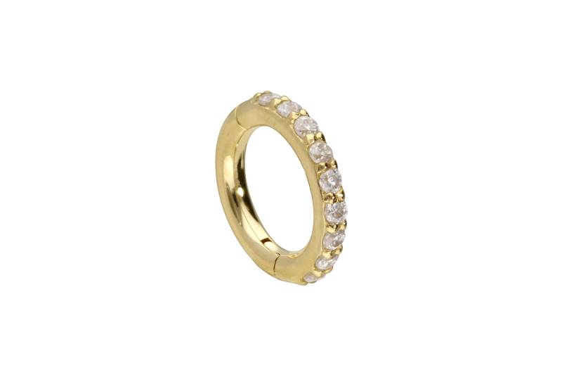 14/18 Karat Gold Segmentring Clicker EINGEFASSTE MOISSANITE von Piercingline